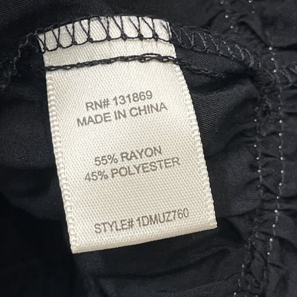 Thirty Thirty Y2K Top L‎ Black Milkmaid Cropped Puff Sleeve Smocked Coquette - Picture 6 of 9